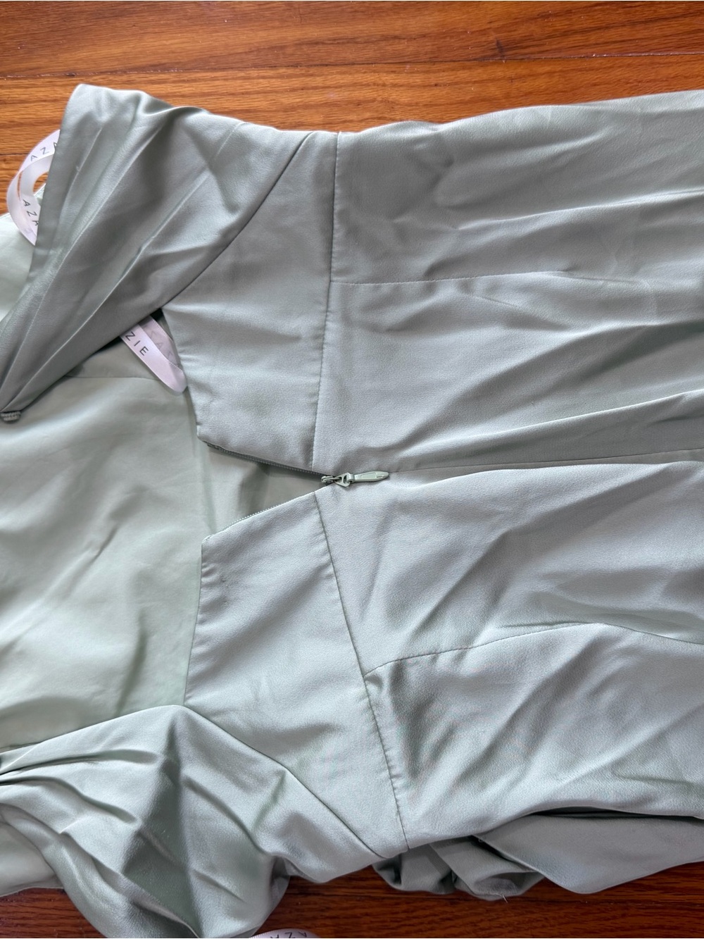 Azazie Sage green , Satin Square-Neck Green Evening Gown - Picture 10 of 10
